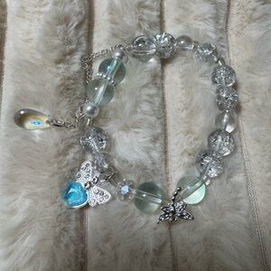 Elegant Silver and Blue Butterfly Charm Bracelet